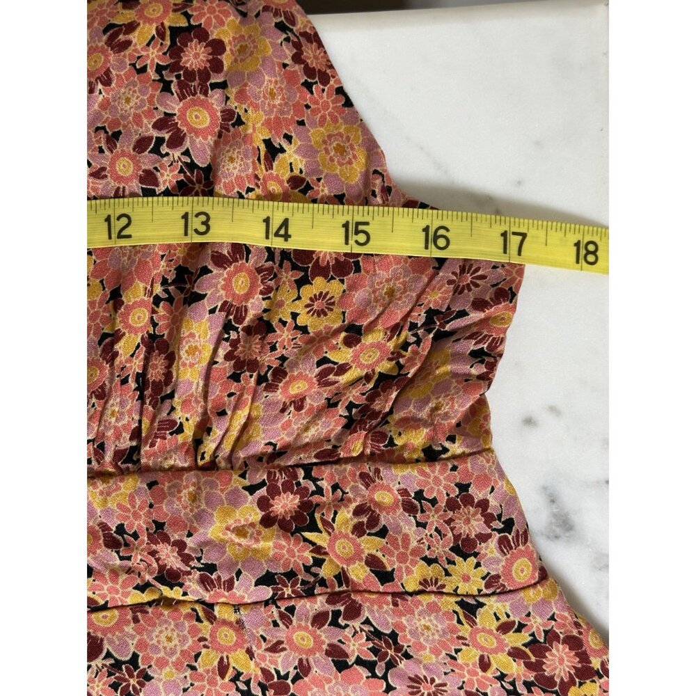 Rewind XL Floral Maxi Dress Pink Orange Boho Slit Summer - Picture 9 of 9